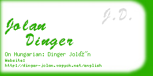 jolan dinger business card